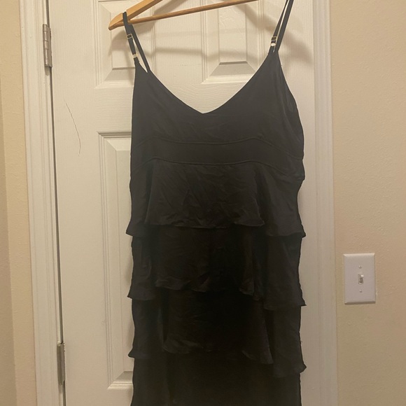 Vintage Mary Jo Bruno ruffled layers black spaghetti strap dress size L. - Picture 4 of 4